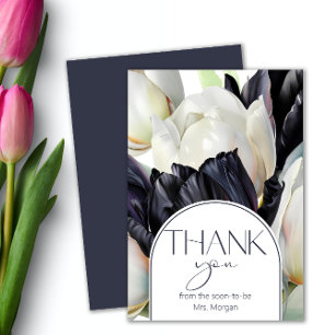 Carte Tulipes noir et blanc Merci de douche nuptiale