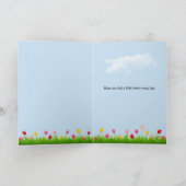 Carte Tulipes orange avec chat se tirer bien bientôt (Intérieur)