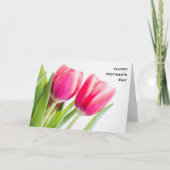 Carte Tulipes roses avec Feuilles verts Photo Anniversai (Devant)