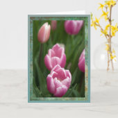 Carte Tulipes roses avec gouttes (Fleur jaune)