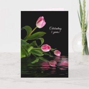 Carte Tulipes roses cinquième anniversaire dans l'eau