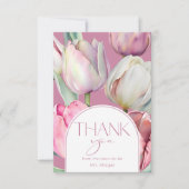 Carte Tulipes roses et blanches Merci de douche nuptiale (Devant)