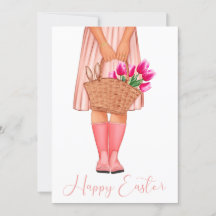 Tulipes roses Fashion Girl Joyeux Pâques