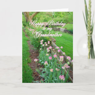 Carte Tulipes roses Joyeuses Anniversaire Grand-mère
