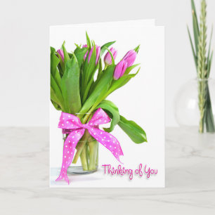 Carte Tulipes roses pour penser à vous