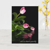 Carte tulipes roses sur noir pour sympathie (Fleur jaune)