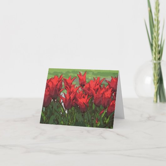Carte Tulipes Rouges Vibrantes De L'Aquarelle (Devant)