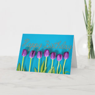 Carte tulipes violettes d'anniversaire