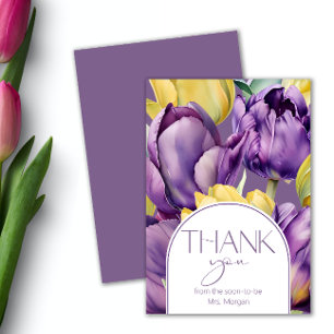 Carte Tulipes violettes et jaunes Merci de douche nuptia
