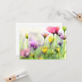 Carte Tulips aquarelle personnalisables (Devant/Arrière en situation)