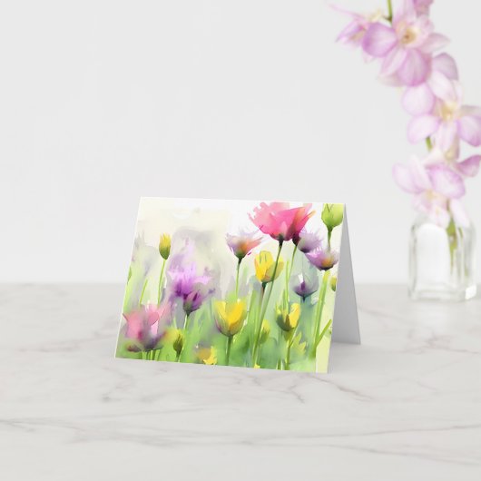 Carte Tulips aquarelle personnalisables (Orchidée)