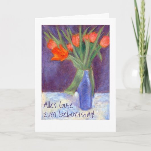Carte Tulips Rouge Anniversaire - Salutation allem (Devant)