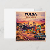 Carte Tulsa Neon Route 66 Notes de bord de route (Devant / Derrière)