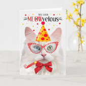Carte Turc Angora Cat MEOWvelous Anniversaire (Fleur jaune)