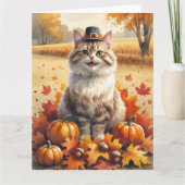 Carte Turc Angora Chat Automne Quitte L'Art Thanksgiving (Devant)