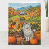 Carte Turc Angora Chat automne récolte Thanksgiving (Devant)