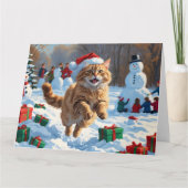 Carte Turc Angora Chat Courir en Casquette de Noël de ne (Devant)