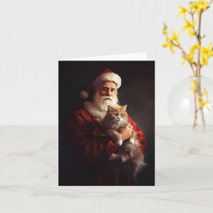 Carte Turc Angora Chat Santa Claus Festif Noël