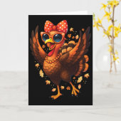Carte Turkey Dancing Turkey Day Womens Fall Cute Bow Tha (Fleur jaune)
