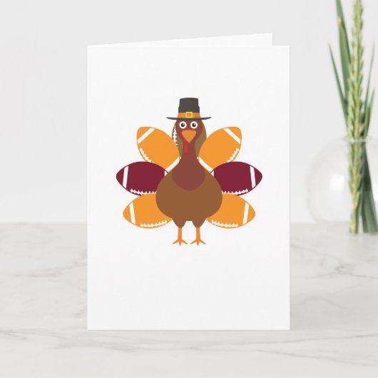 Carte Turkey Pilgrim and Football Thanksgiving Day (Devant)