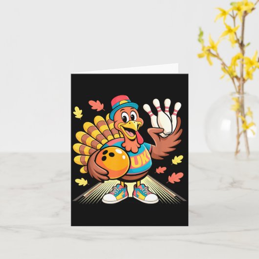Carte Turkey Playing Bowling Thanksgiving Turkey Tail Bo (Fleur jaune)