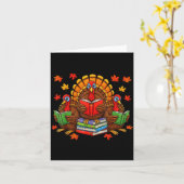 Carte Turkey Reading Books Teacher Fall Thanksgiving Boo (Fleur jaune)