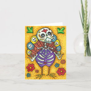 CARTE TURQUIE BONES COLORÉS FOLK MERCI OISEAU OISEAU