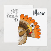 Carte Turquie Meow Thanksgiving Grey Card (Devant / Derrière)
