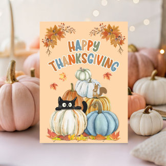 Carte Turquie mignonne et Bon thanksgiving Citrouille ré