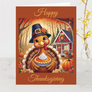 Carte Turquie pèlerine avec tarte Citrouille sur Thanksg