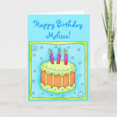 Carte Turquoise 3e anniversaire avec gâteau (Devant)