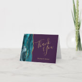 Carte Turquoise Agate Gold Purple Mariage Merci (Devant)