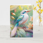 Carte Turquoise aile  crête blanche Imaginaire Oiseau (Fleur jaune)