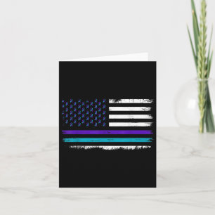 Carte Turquoise & ; ruban violet Usa Drapeau Préventi