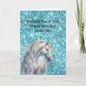 Carte Turquoise Aqua Glitz Parties scintillant Unicorn (Devant)