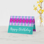 Carte Turquoise avec violet et rose (Fleur jaune)
