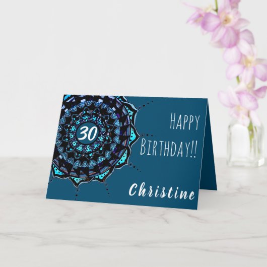 Carte Turquoise Bleu Anniversaire Nom personnalisé Manda (Orchidée)