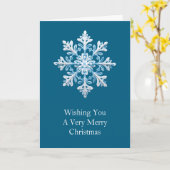 Carte Turquoise Bleu Blanc Noël Flocon de neige (Fleur jaune)