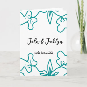Carte Turquoise bleu couple marié date flstylish