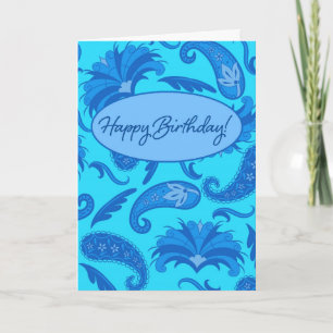 Carte Turquoise & Bleu Paris Paisley Joyeux anniversaire