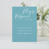 Carte Turquoise Blue RSVP, site Mariage (Debout devant)