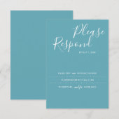 Carte Turquoise Blue RSVP, site Mariage (Devant / Derrière)