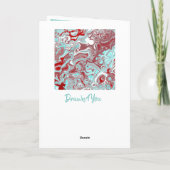 Carte Turquoise Bourgogne Marbre Fluid Art Joyeux Annive (Dos)