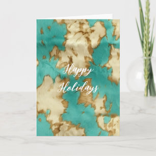 Carte Turquoise Brown Cream Animal Cowhide Western