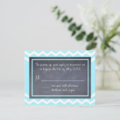 Carte turquoise Chevron RSVP (Debout devant)