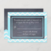 Carte turquoise Chevron RSVP (Devant / Derrière)