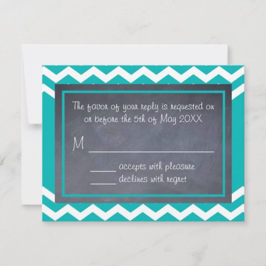 Carte turquoise Chevron RSVP (Devant)