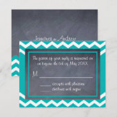 Carte turquoise Chevron RSVP (Devant / Derrière)