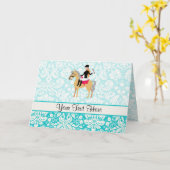 Carte Turquoise Damask Equestrian (Fleur jaune)