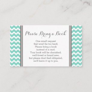 Carte turquoise de demande de livre de baby shower